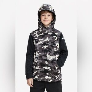 Nike boy youth camo hoodie Sz medium 10/12 black gray white